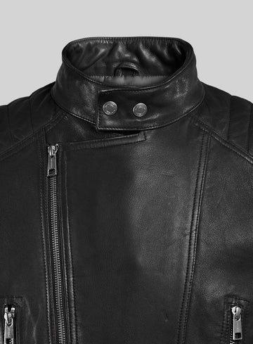 Thunderbolt Black Moto Leather Jacket - StudioSuits