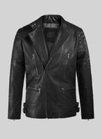 Thunderbolt Black Moto Leather Jacket - StudioSuits