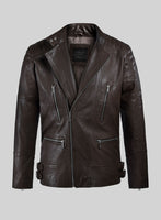 Thunderbolt Brown Moto Leather Jacket - StudioSuits