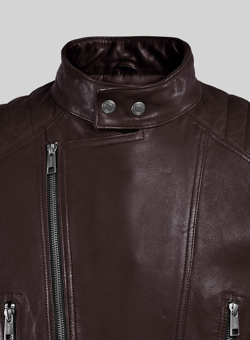 Thunderbolt Burgundy Moto Leather Jacket - StudioSuits