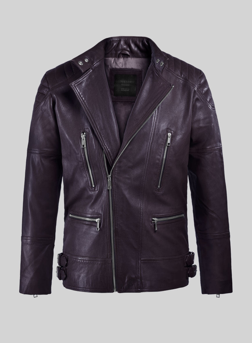 Thunderbolt Purple Moto Leather Jacket - StudioSuits