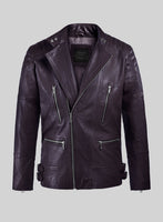 Thunderbolt Purple Moto Leather Jacket - StudioSuits
