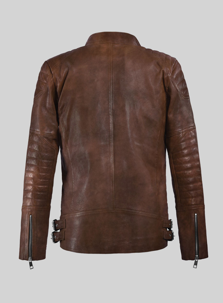 Thunderbolt Spanish Brown Moto Leather Jacket - StudioSuits