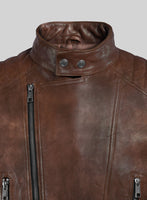 Thunderbolt Spanish Brown Moto Leather Jacket - StudioSuits