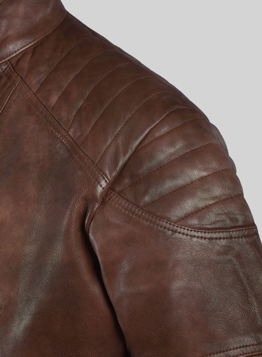 Thunderbolt Spanish Brown Moto Leather Jacket - StudioSuits