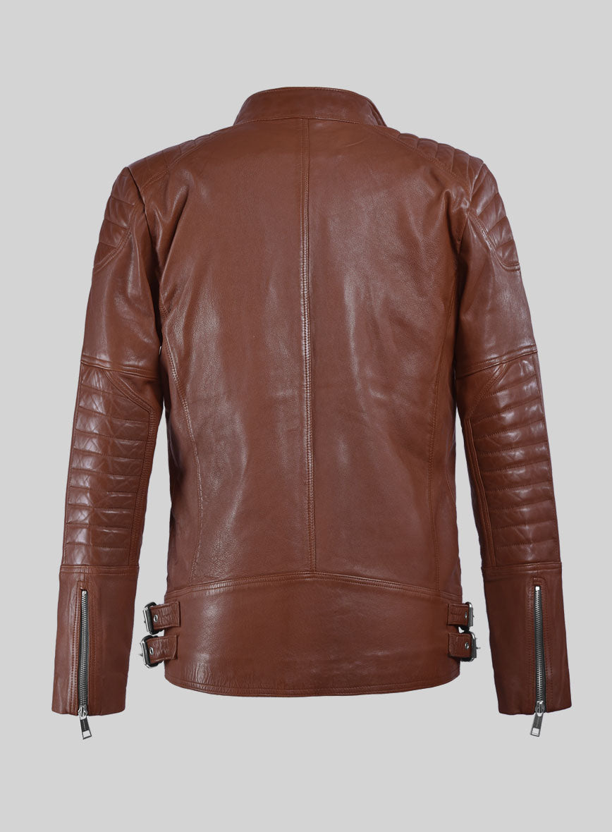 Thunderbolt Tan Moto Leather Jacket - StudioSuits