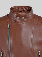 Thunderbolt Tan Moto Leather Jacket - StudioSuits