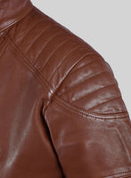 Thunderbolt Tan Moto Leather Jacket - StudioSuits