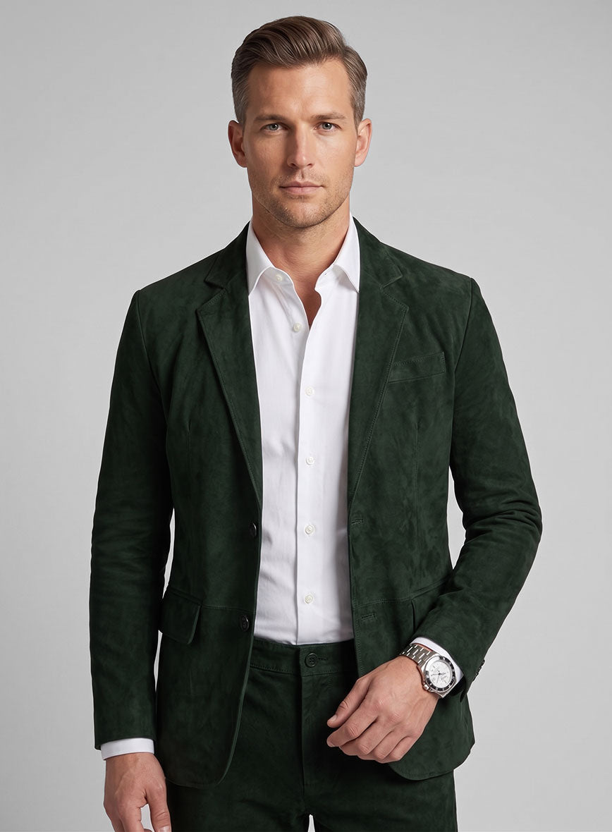 Timber Green Suede Leather Suit - StudioSuits
