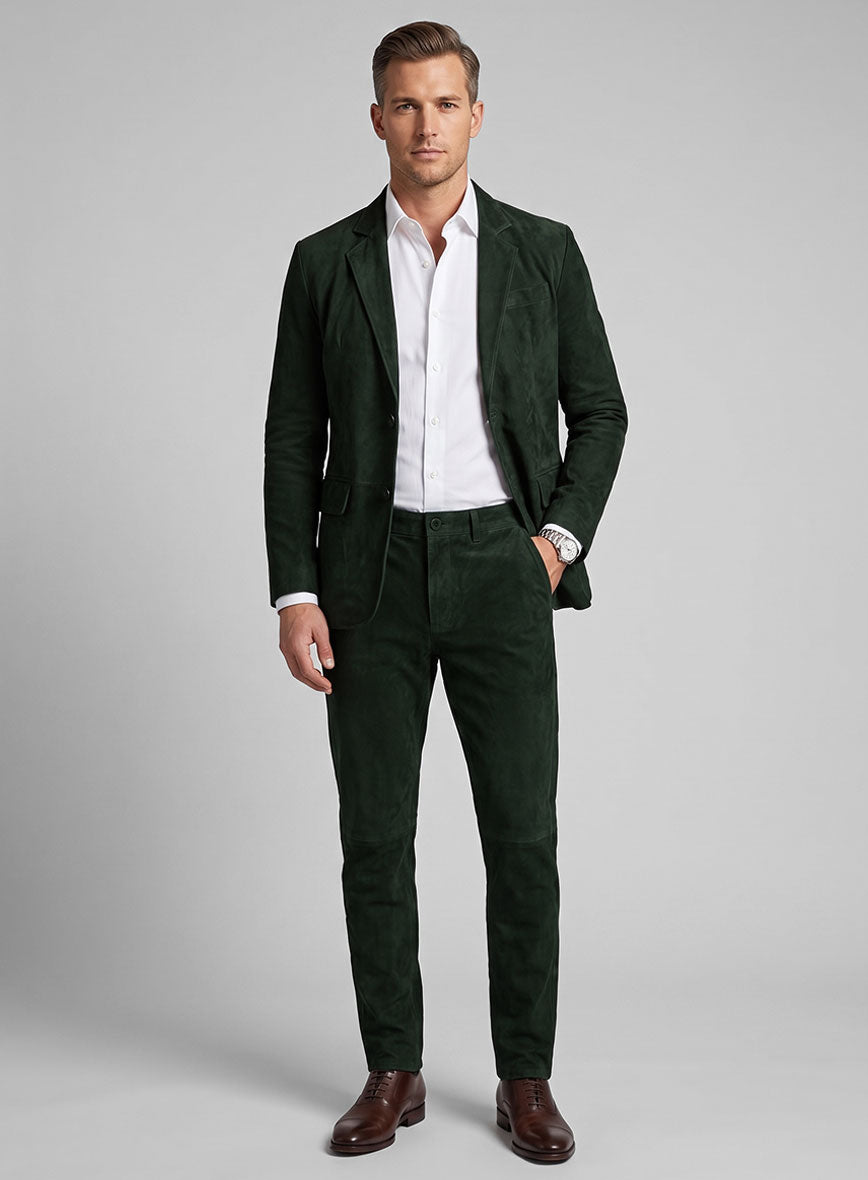 Timber Green Suede Leather Suit - StudioSuits