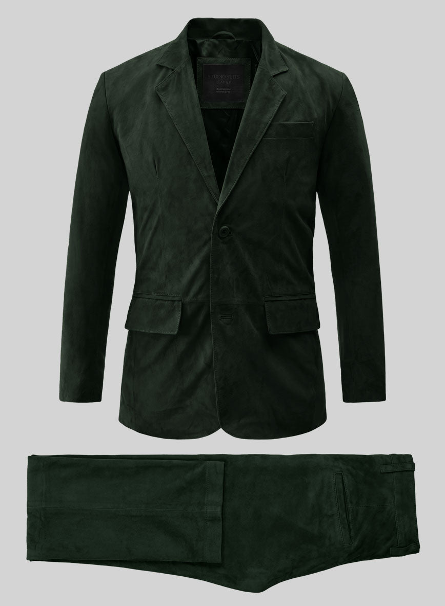 Timber Green Suede Leather Suit - StudioSuits