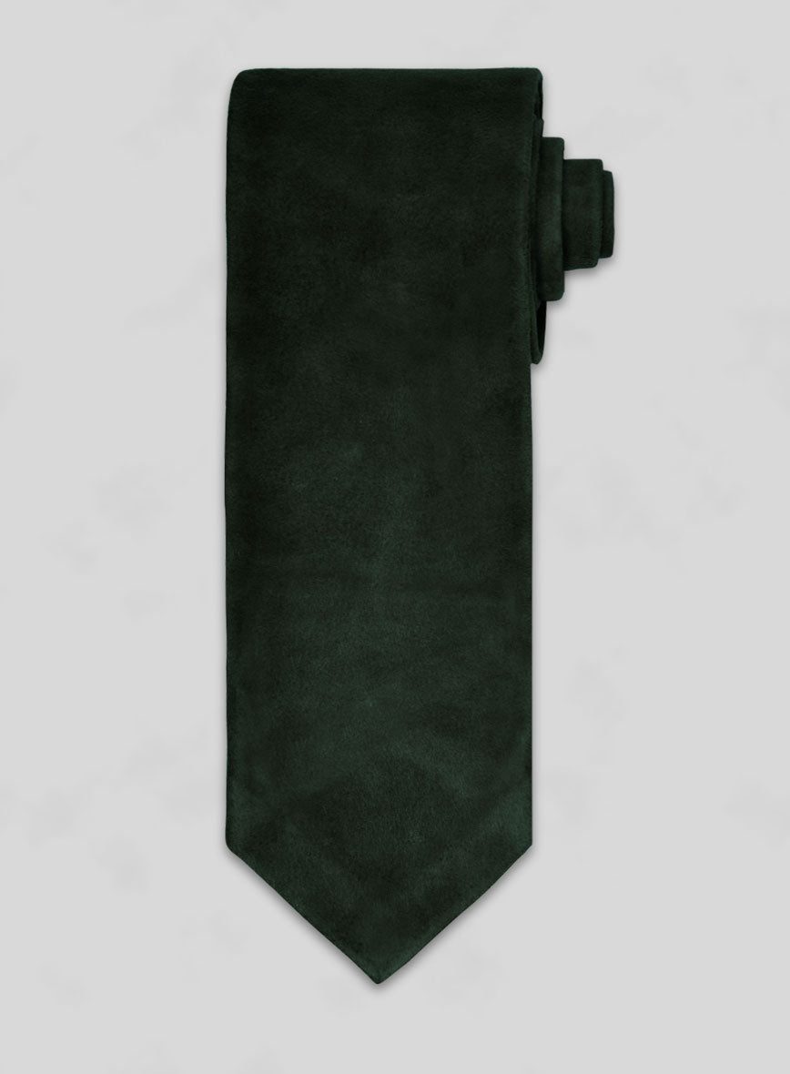 Timber Green Suede Leather Tie - StudioSuits