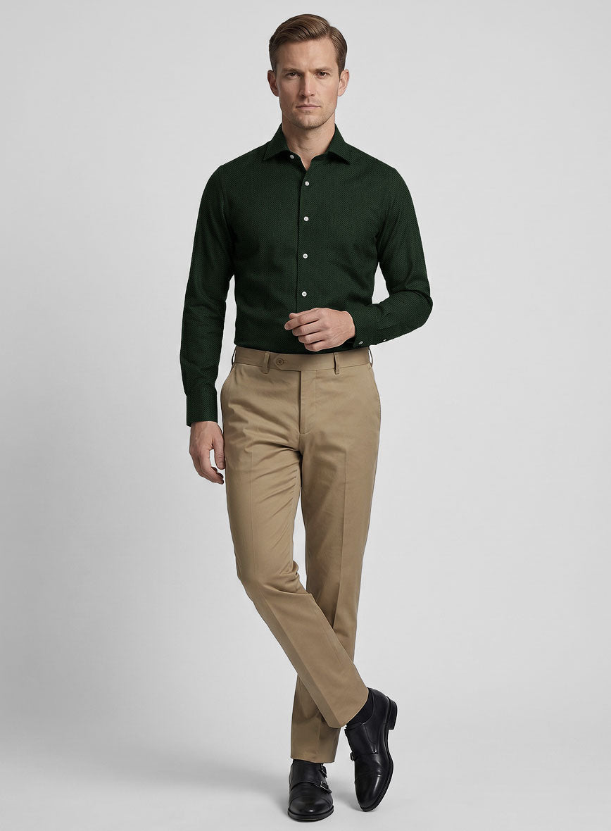 Timber Green Herringbone Cotton Shirt - StudioSuits