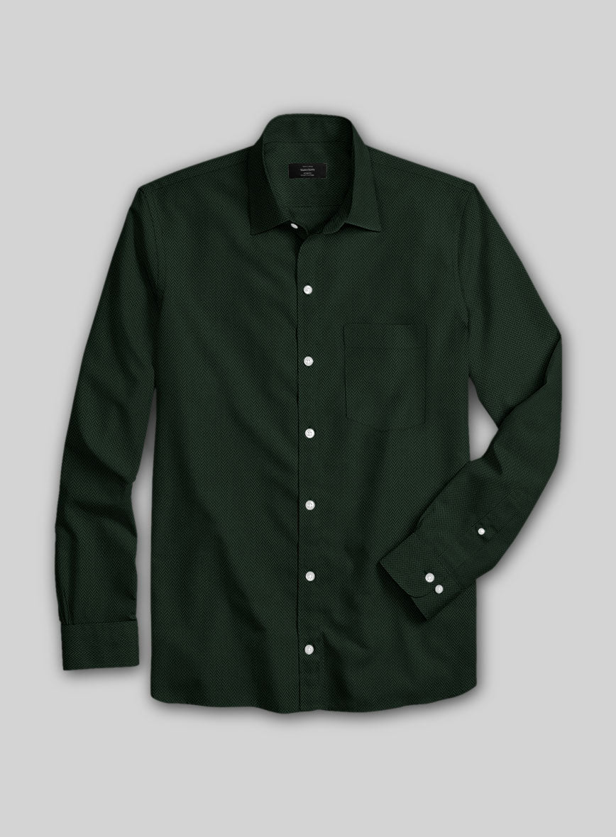 Timber Green Herringbone Cotton Shirt - StudioSuits