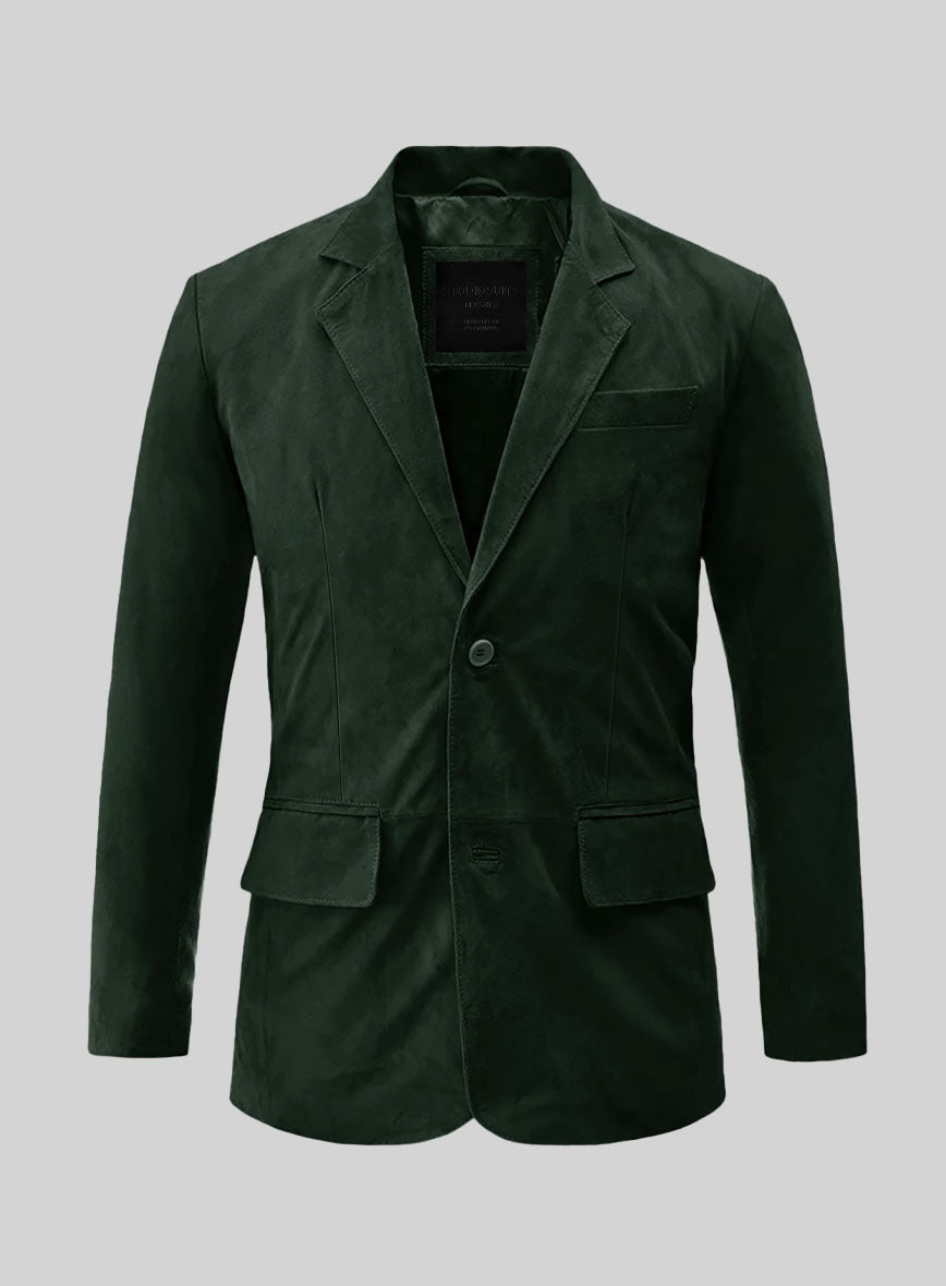 Timber Green Suede Leather Blazer - StudioSuits