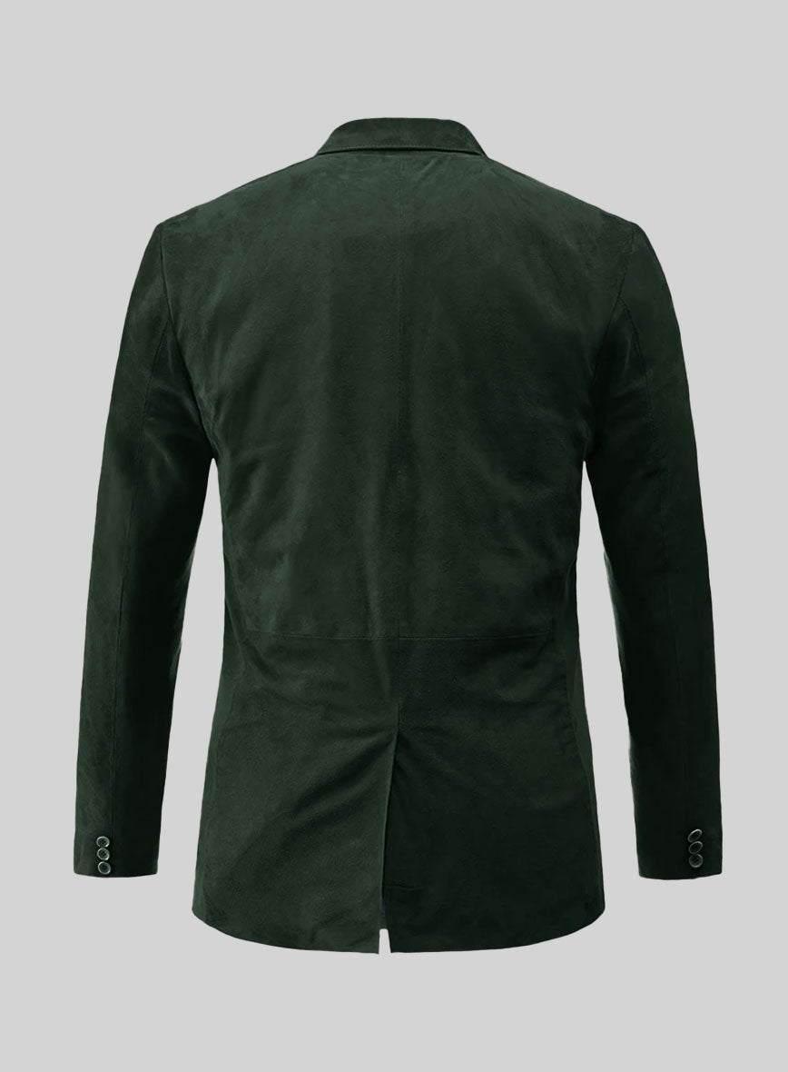 Timber Green Suede Leather Blazer - StudioSuits