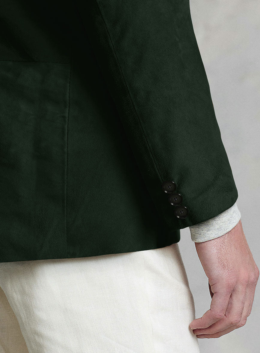 Timber Green Suede Leather Blazer - StudioSuits