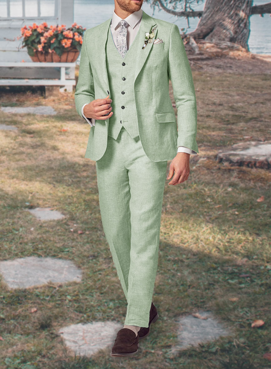 Tropical Sea Green Cotton Linen Suit - StudioSuits