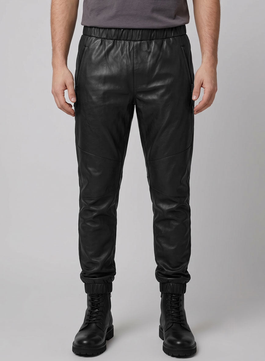 Traverse Black Leather Joggers - StudioSuits