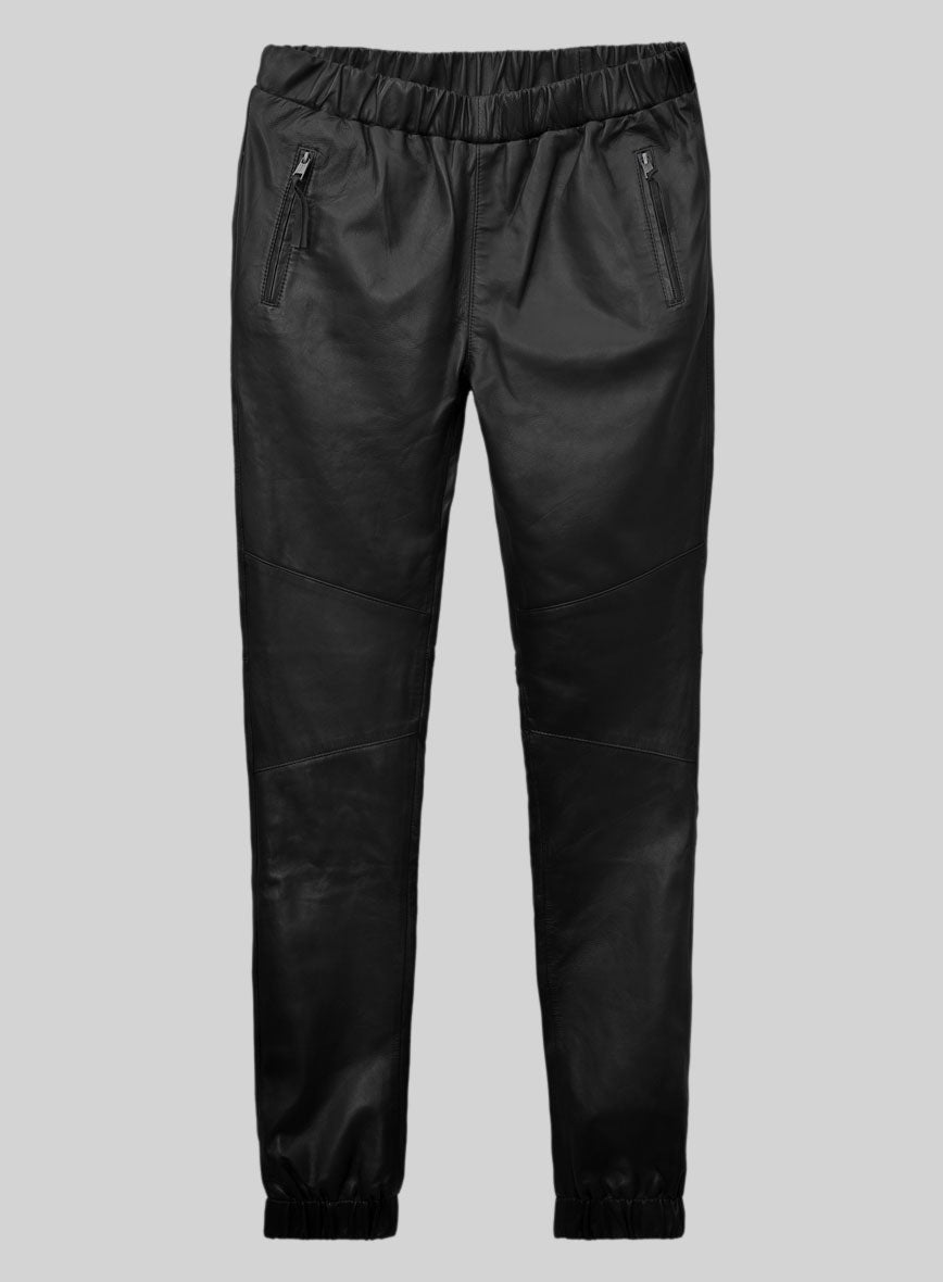 Traverse Black Leather Joggers - StudioSuits