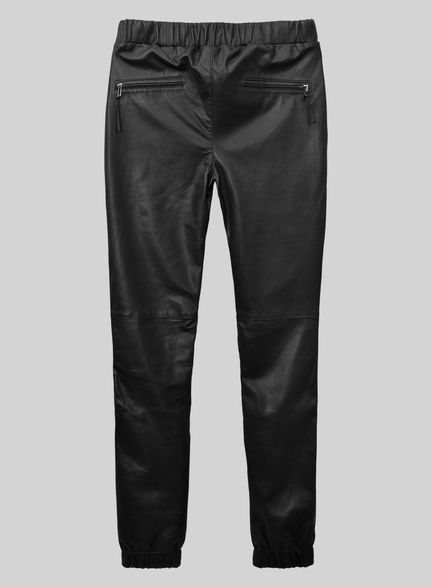 Traverse Black Leather Joggers - StudioSuits