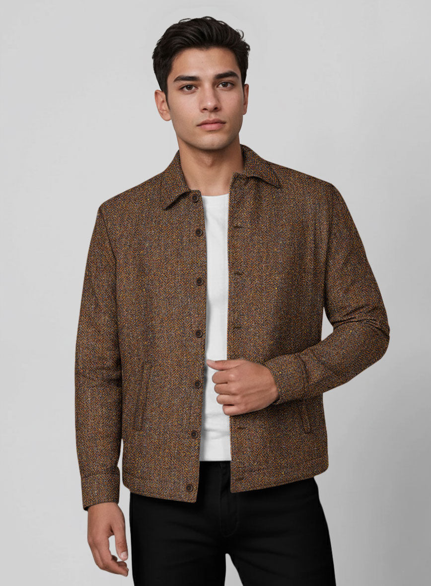 Trucker Haberdasher Autumn Rust Tweed Shirt - StudioSuits