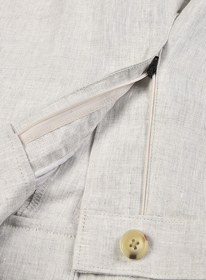 Tropical Beige Linen Cargo Pants - StudioSuits