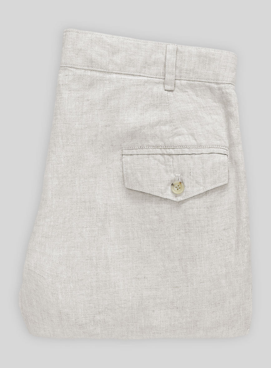Tropical Beige Linen Cargo Pants - StudioSuits