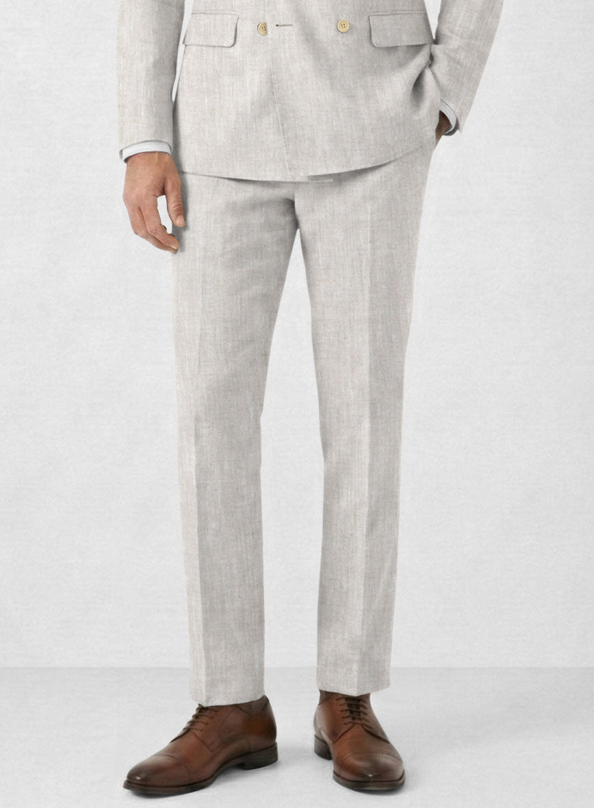 Tropical Beige Pure Linen Double Breasted Suit - StudioSuits