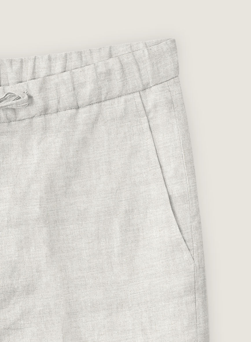 Tropical Beige Pure Linen Shorts - StudioSuits