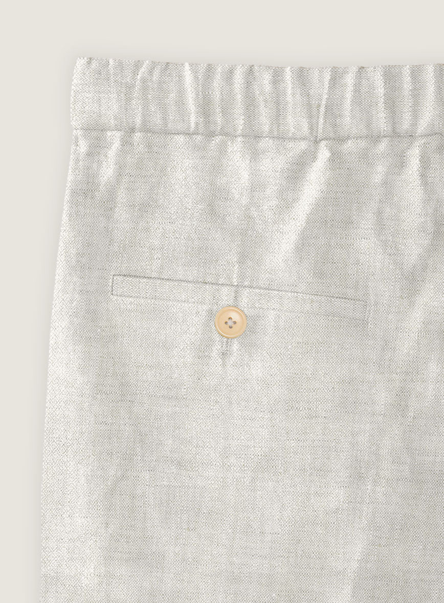 Tropical Beige Pure Linen Shorts - StudioSuits