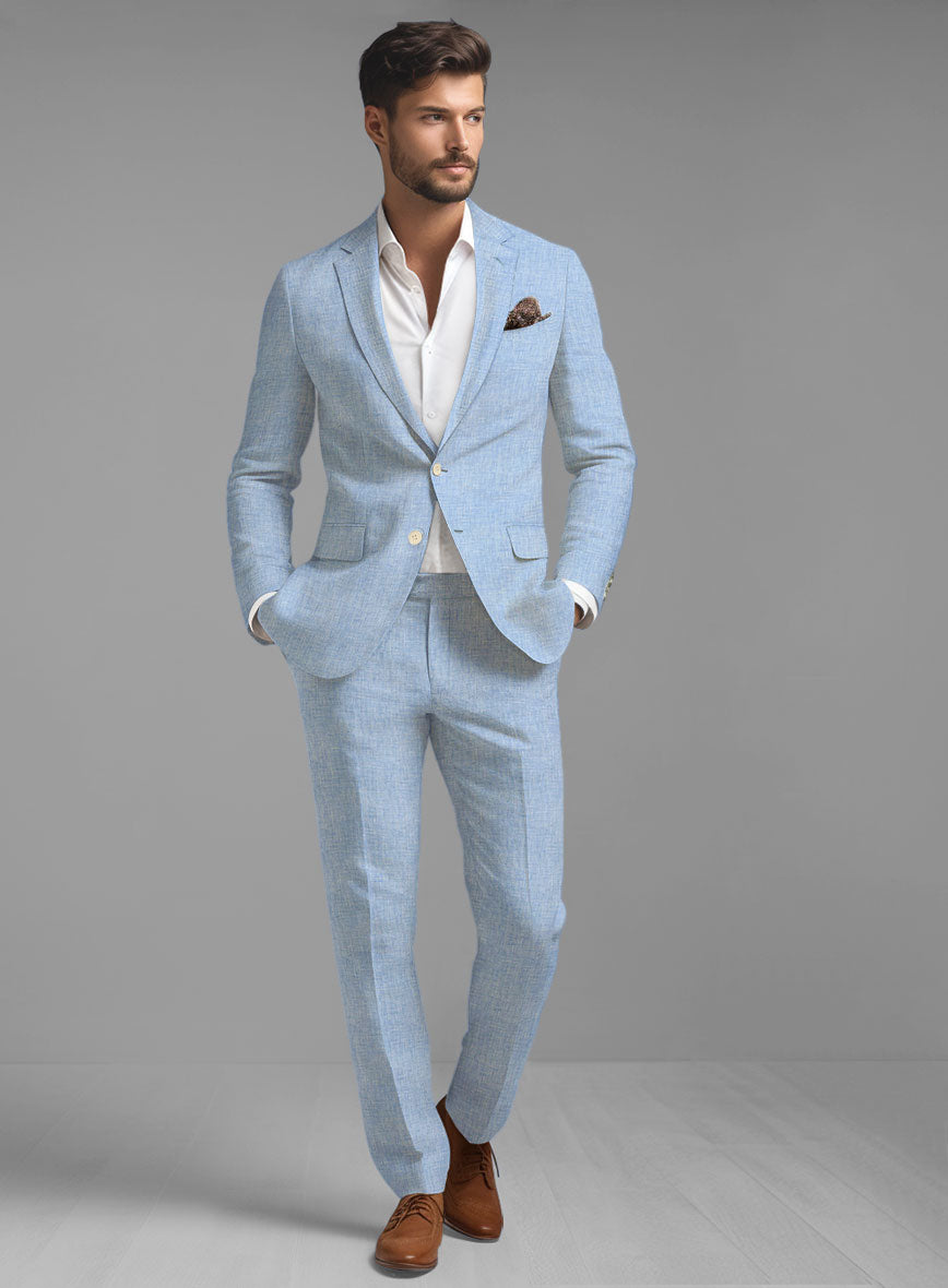 Tropical Blue Linen Suit - StudioSuits