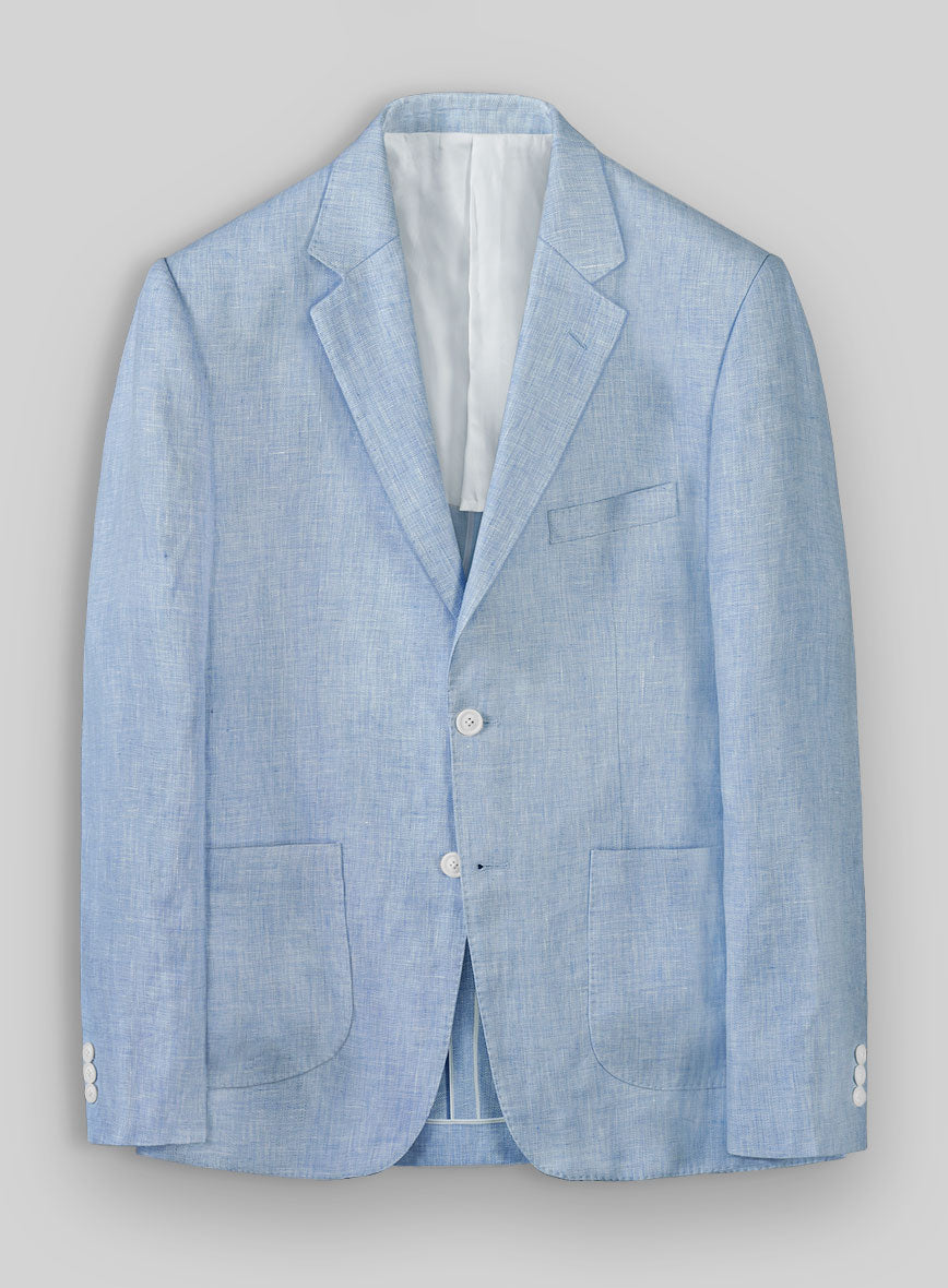 Tropical Blue Pure Linen Jacket - 42 Regular - StudioSuits