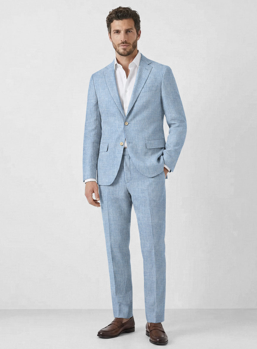 Tropical Blue Linen Suit - StudioSuits