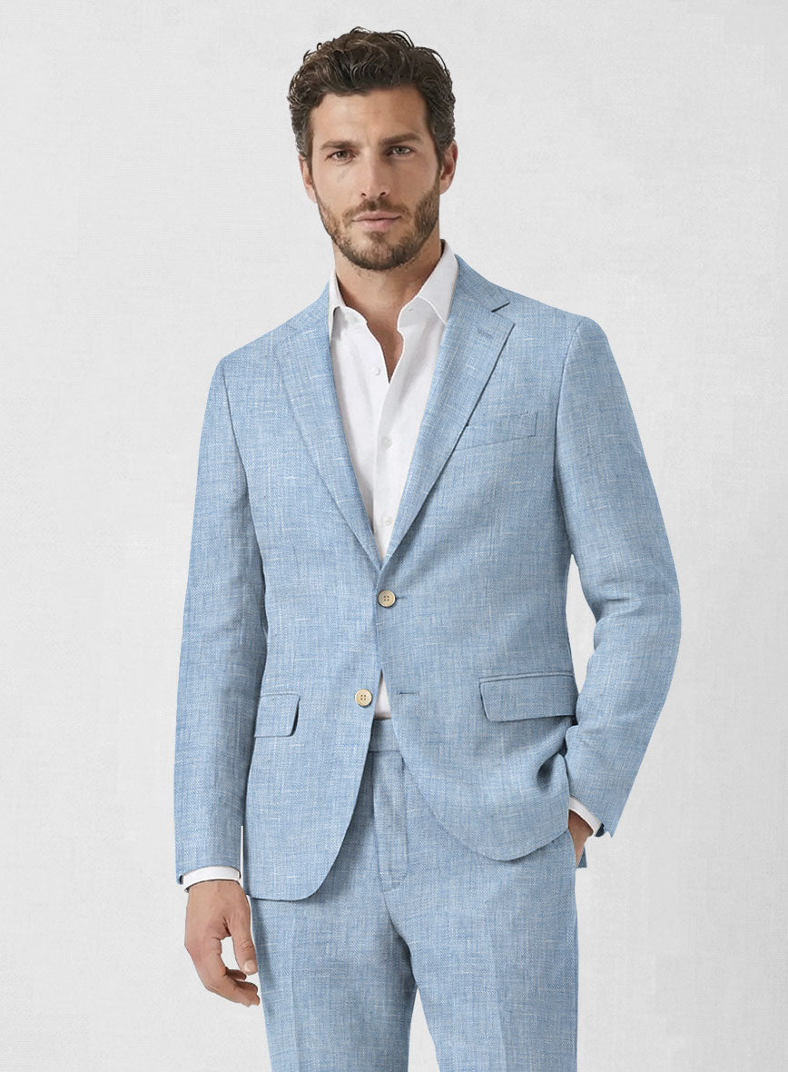 Men's Tropical Blue Linen Suit – 100% Linen, Ideal for Outdoor & Destination Weddings by StudioSuits