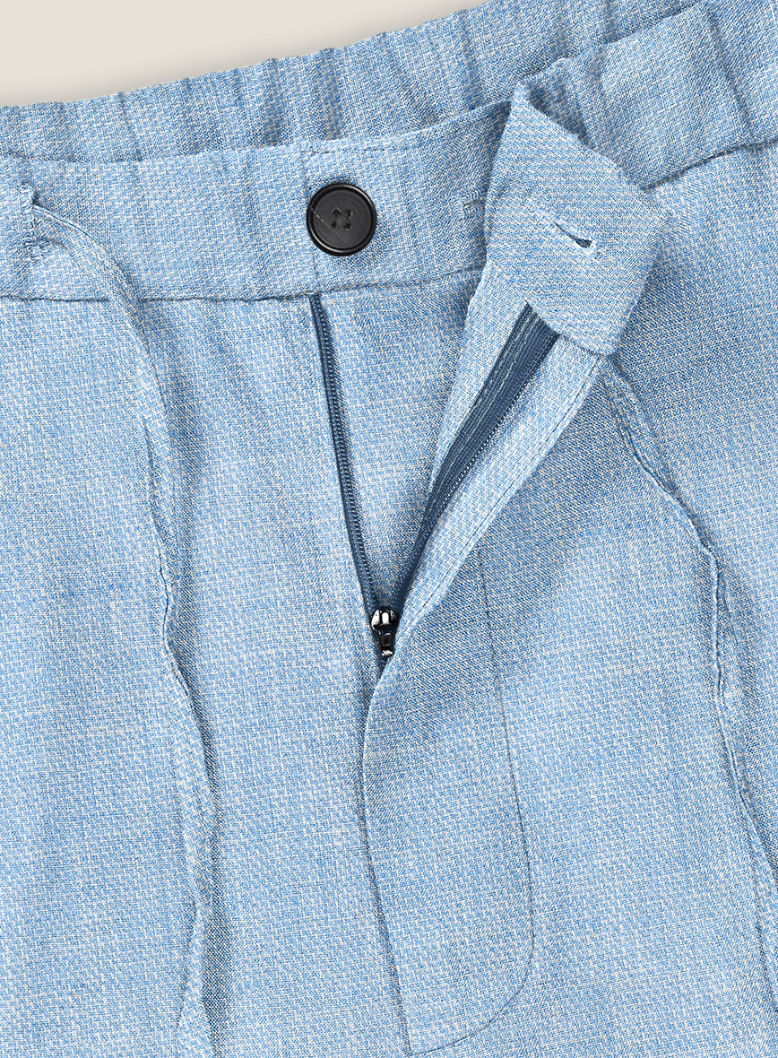 Tropical Blue Pure Linen Shorts - StudioSuits