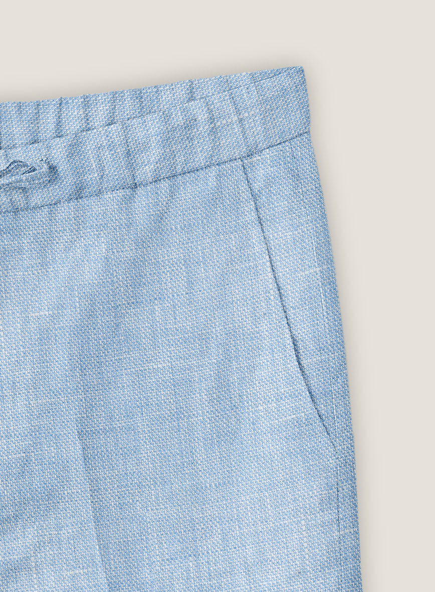 Tropical Blue Pure Linen Shorts - StudioSuits