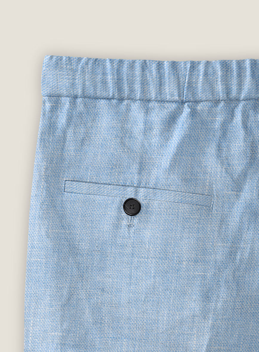 Tropical Blue Pure Linen Shorts - StudioSuits