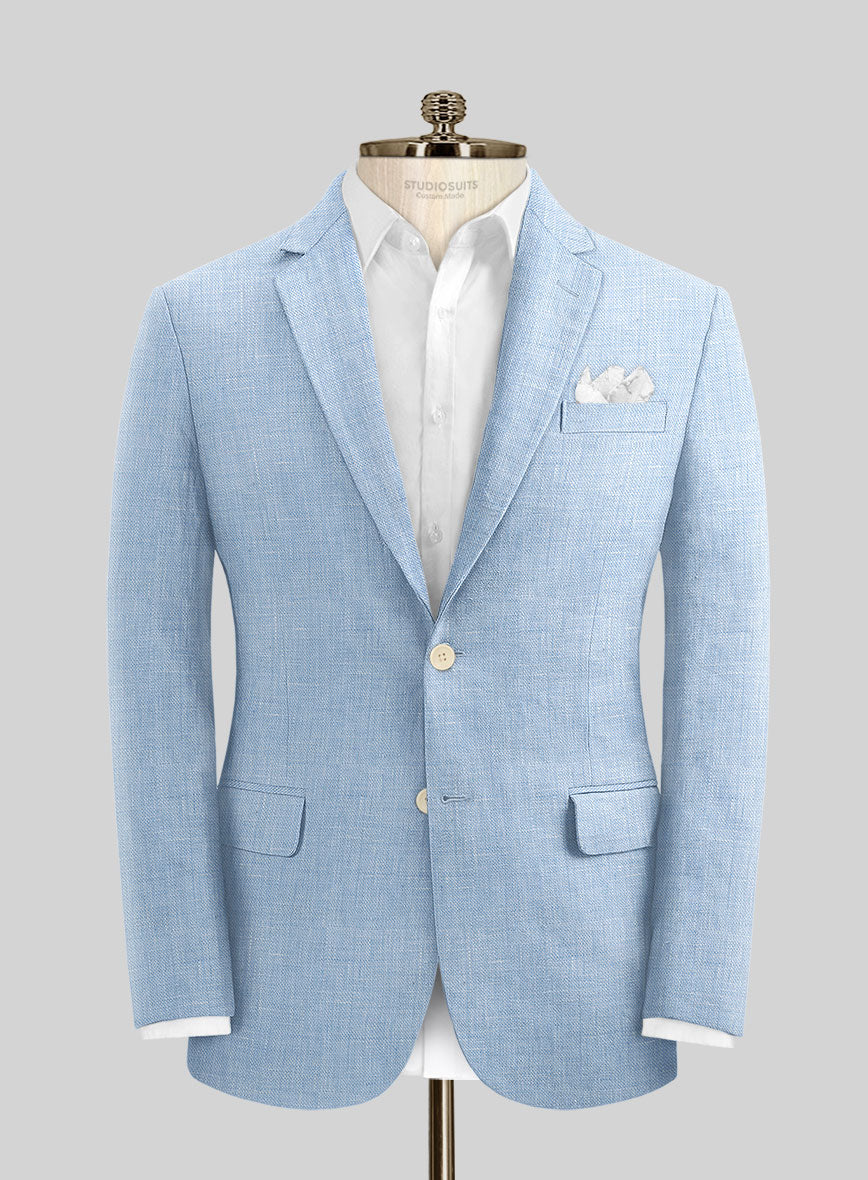 Tropical Blue Pure Linen Suit - StudioSuits