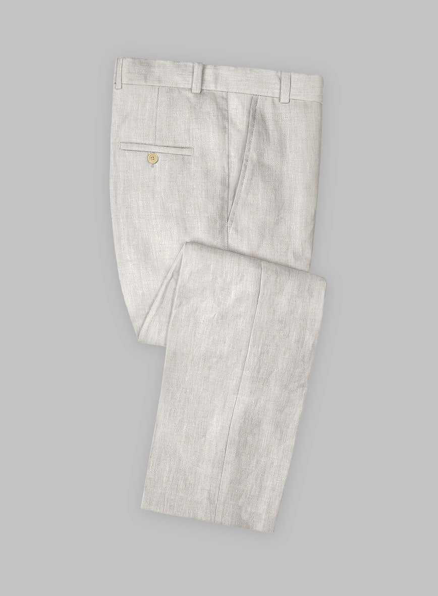 Tropical Beige Pure Linen Pants - StudioSuits