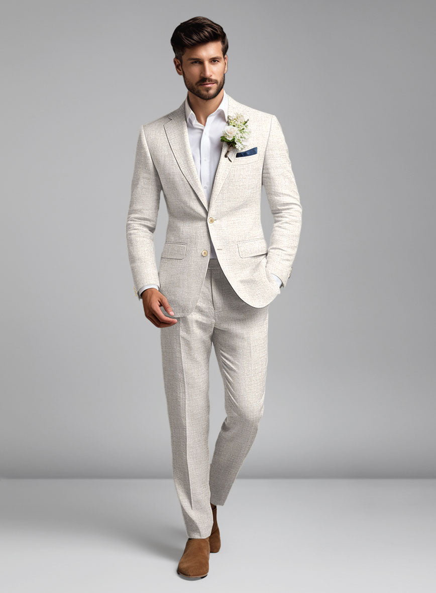 Tropical Beige Pure Linen Suit - StudioSuits