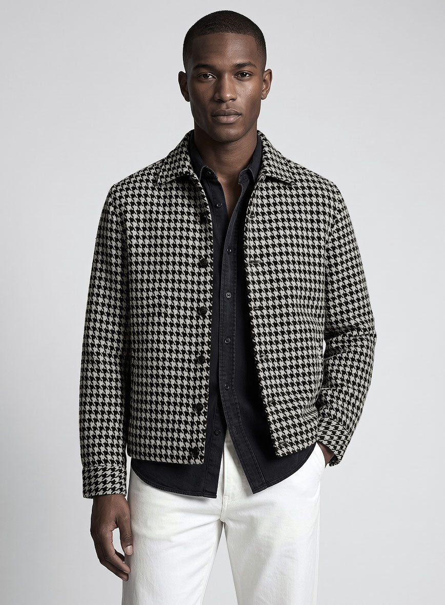 Trucker Big Houndstooth BW Tweed Shirt - StudioSuits
