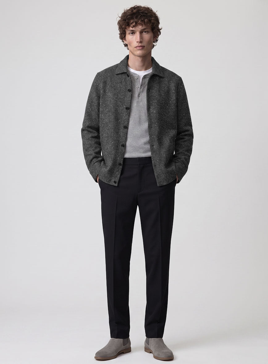 Trucker Charcoal Flecks Donegal Tweed Shirt - StudioSuits