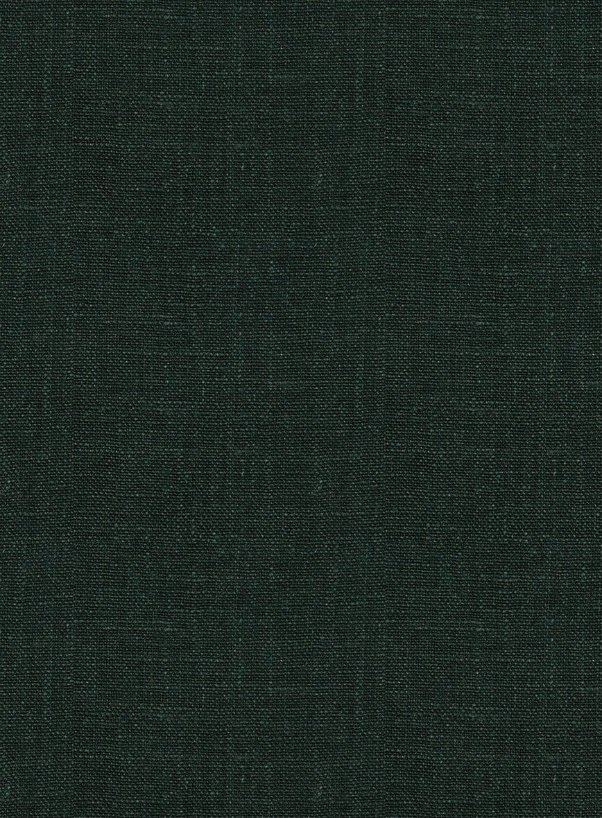Trucker Dark Bottle Green Linen Shirt - StudioSuits