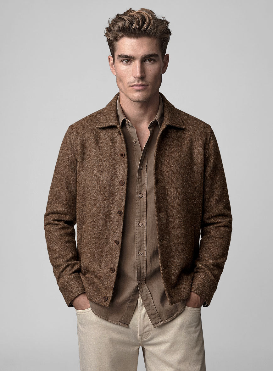Trucker Haberdasher Autumn Rust Tweed Shirt - StudioSuits
