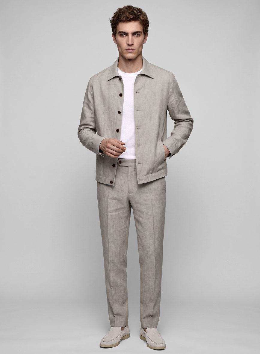 Trucker Ivy Beige Linen Shirt - StudioSuits