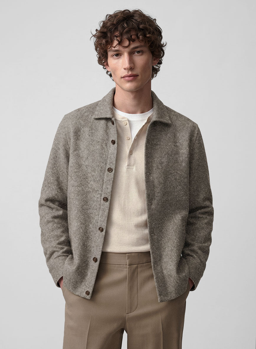 Trucker Light Weight Brown Tweed Shirt - StudioSuits