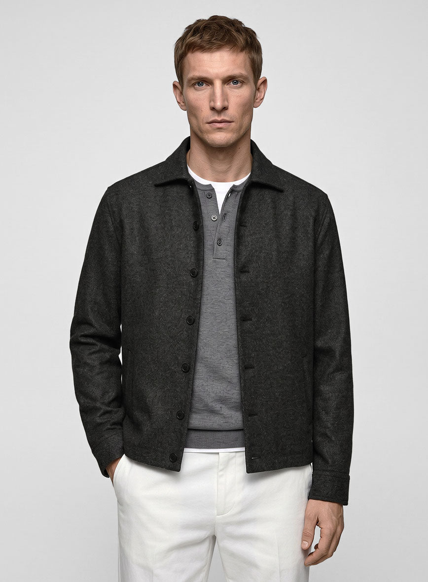 Trucker Light Weight Hamburg Charcoal Tweed Shirt - StudioSuits