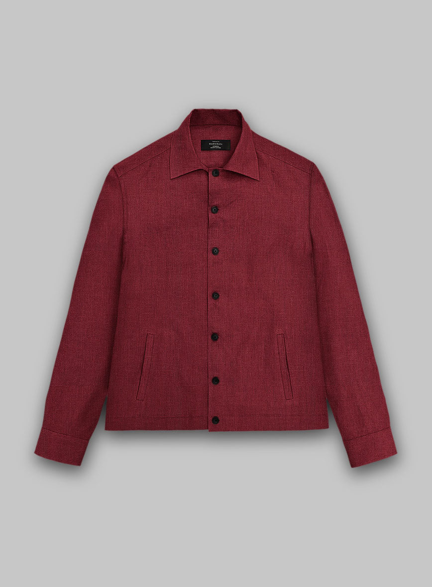 Trucker Moscow Maroon Linen Shirt - StudioSuits
