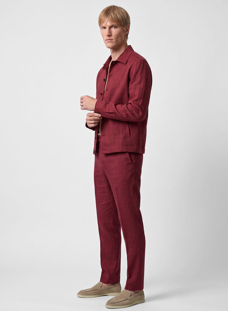 Trucker Moscow Maroon Linen Shirt - StudioSuits